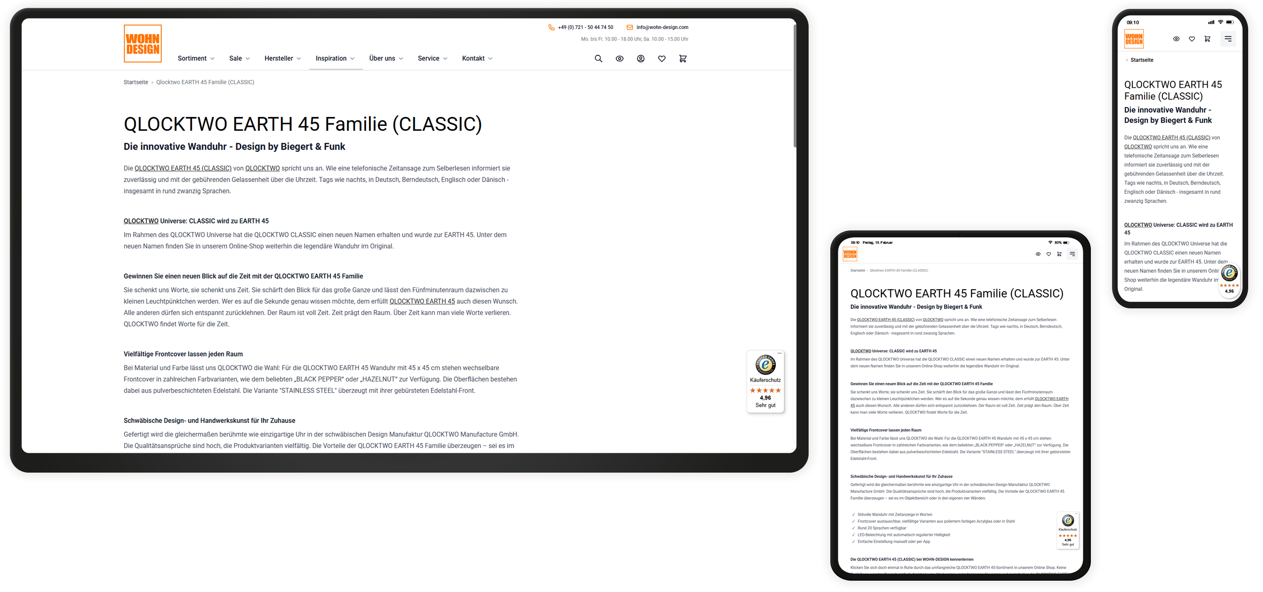 Mockup Wohn-Design Online-Shop Landing Page