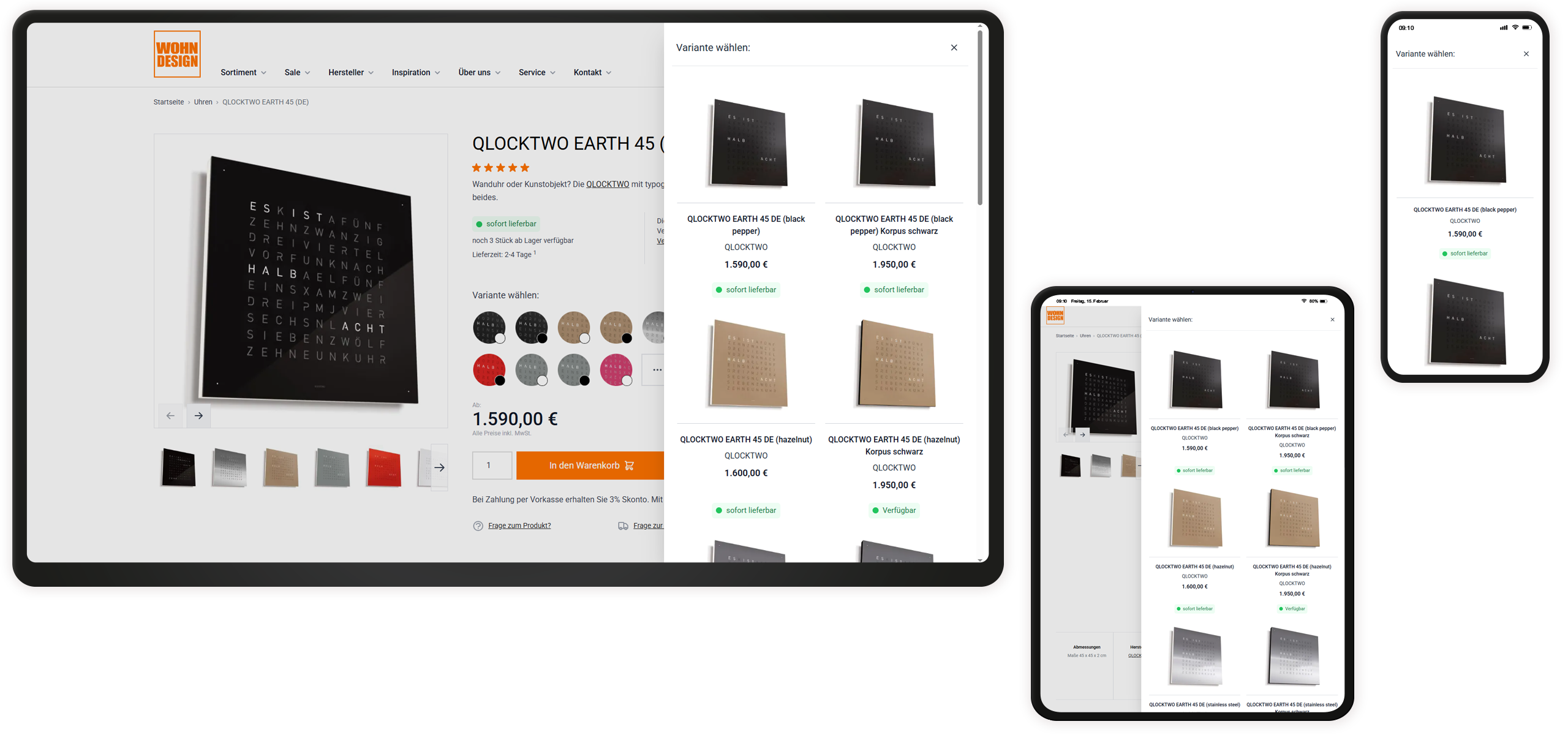 Mockup Wohn-Design Online-Shop Variantenwähler