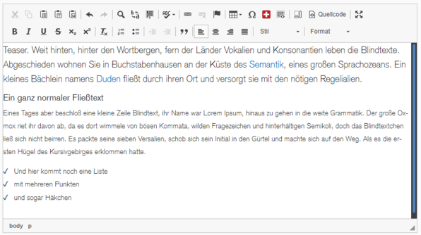 TYPO3 Backend: Rich Text Editor