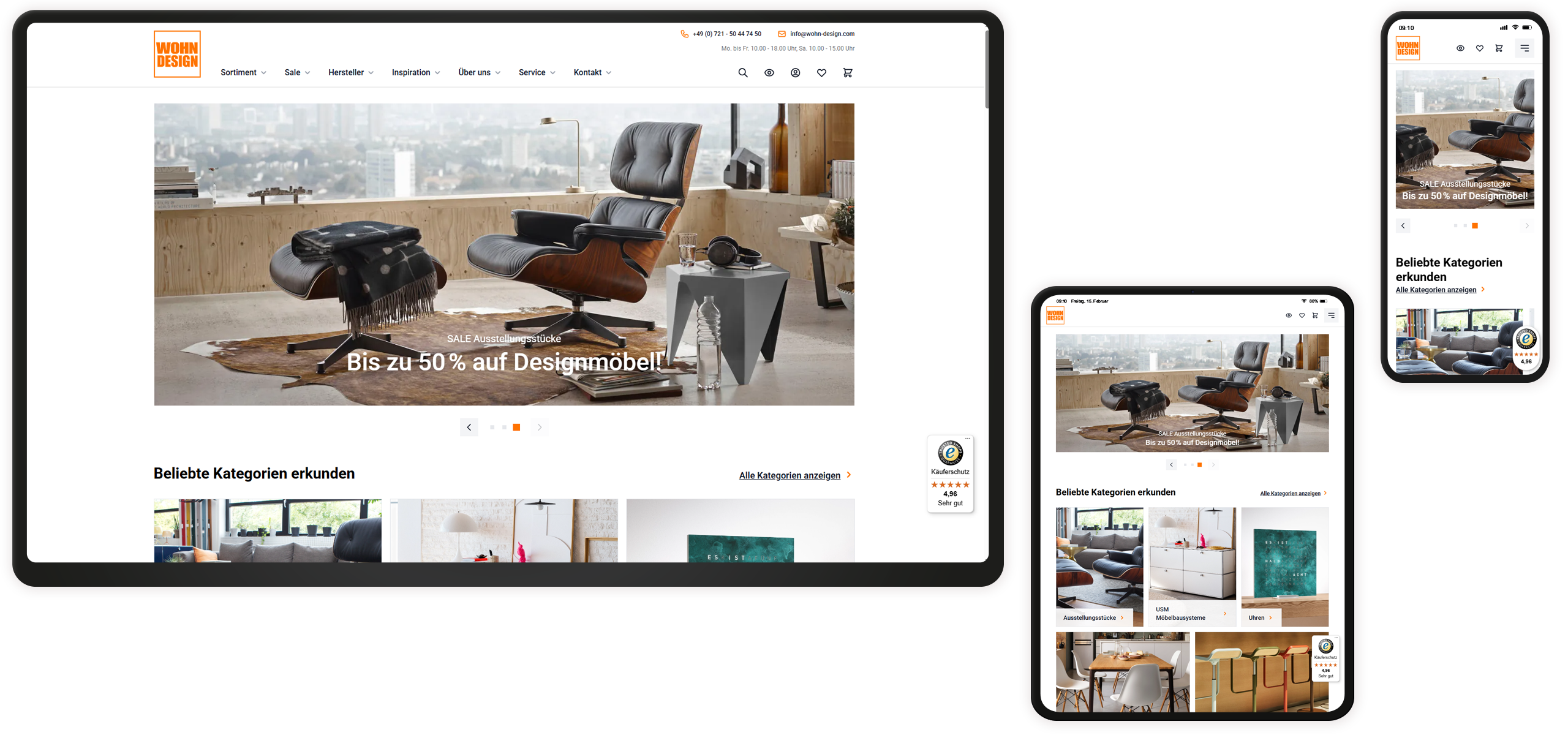 Mockup Wohn-Design Online-Shop Startseite