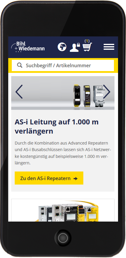 Bildmontage Bihl und Wiedemann GmbH Mobil Website Startseite