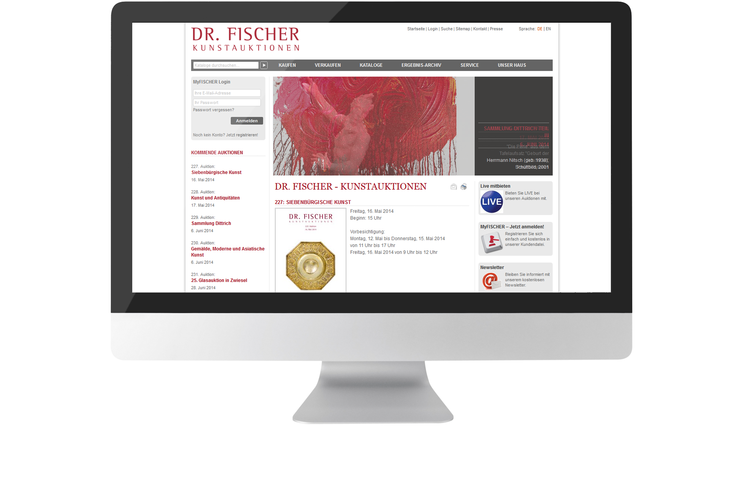 Bildmontage Auktionshaus Dr. Fischer GmbH & Co. KG Desktop Referenz Website 