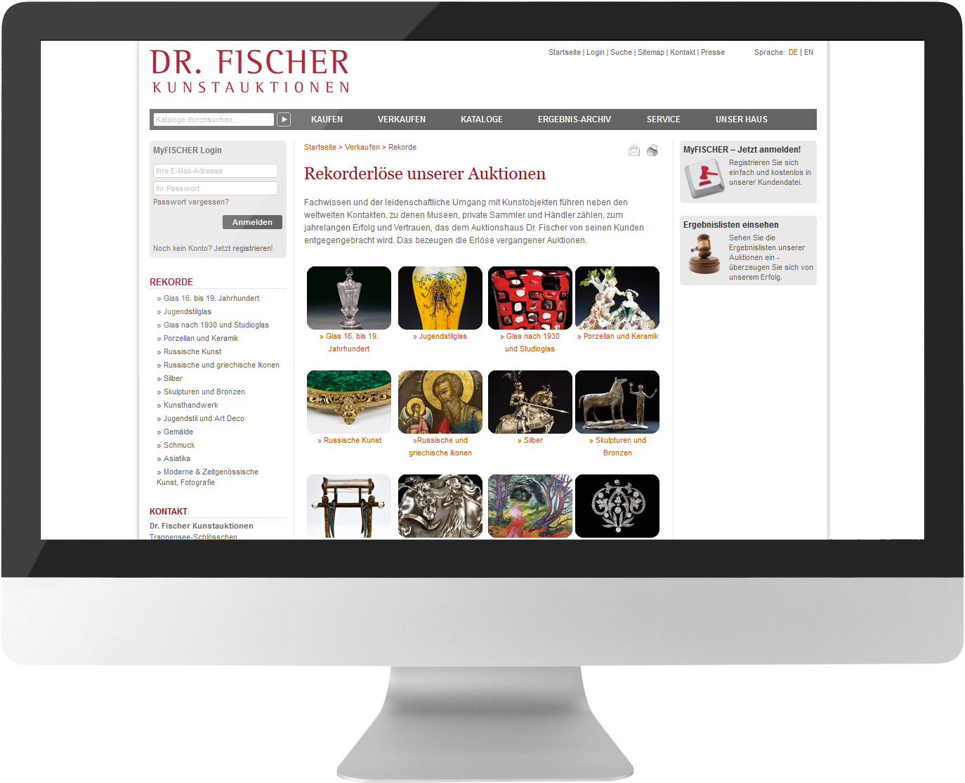 Bildmontage Auktionshaus Dr. Fischer Website GmbH & Co. KG Desktop Katalog-Übersicht