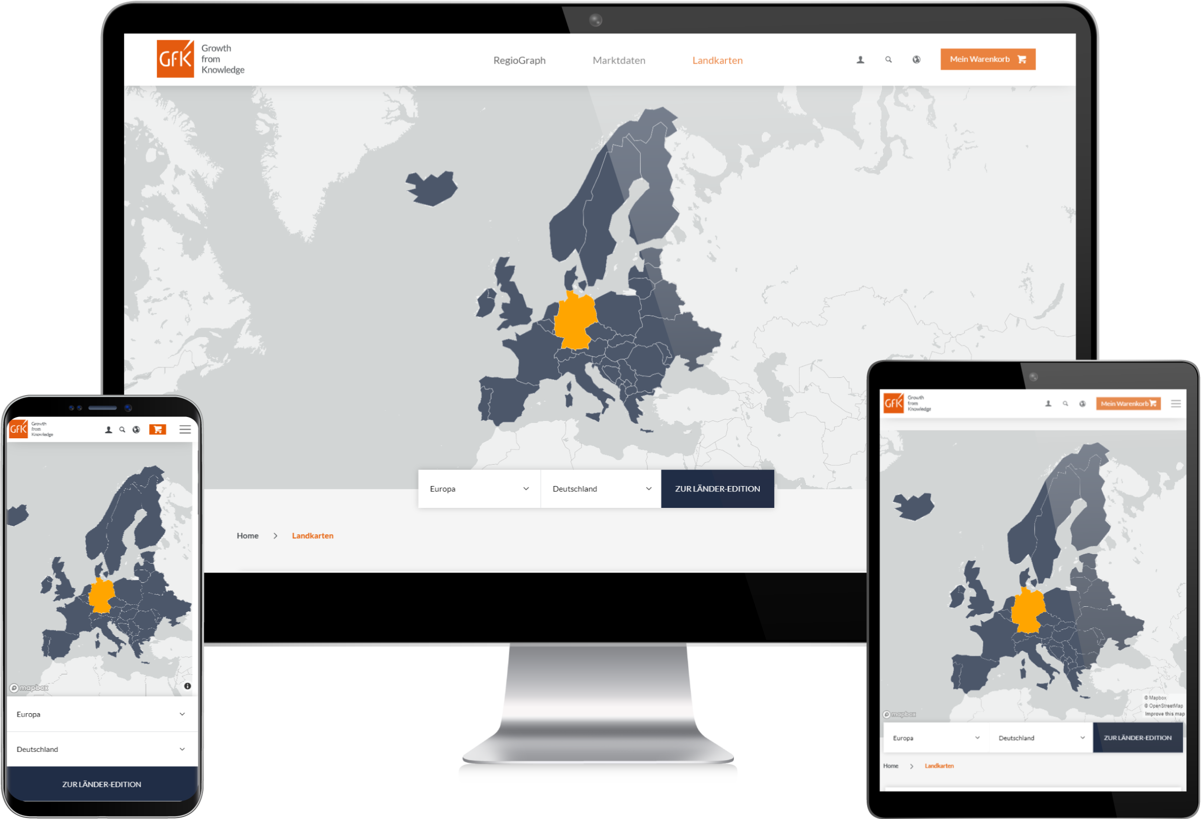 Bildmontage GfK Geomarketing GmbH responsive Website Webshop