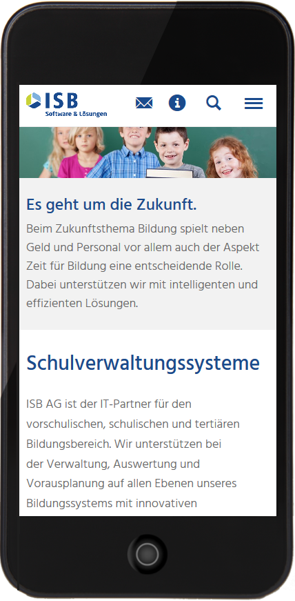 Bildmontage ISB AG Mobil Textseite Schulverwaltungssysteme