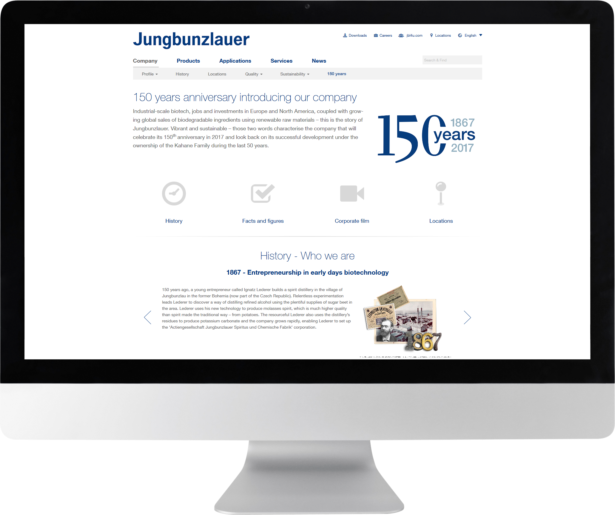 Bildmontage Jungbunzlauer Suisse AG Desktop Company 150 Jahre