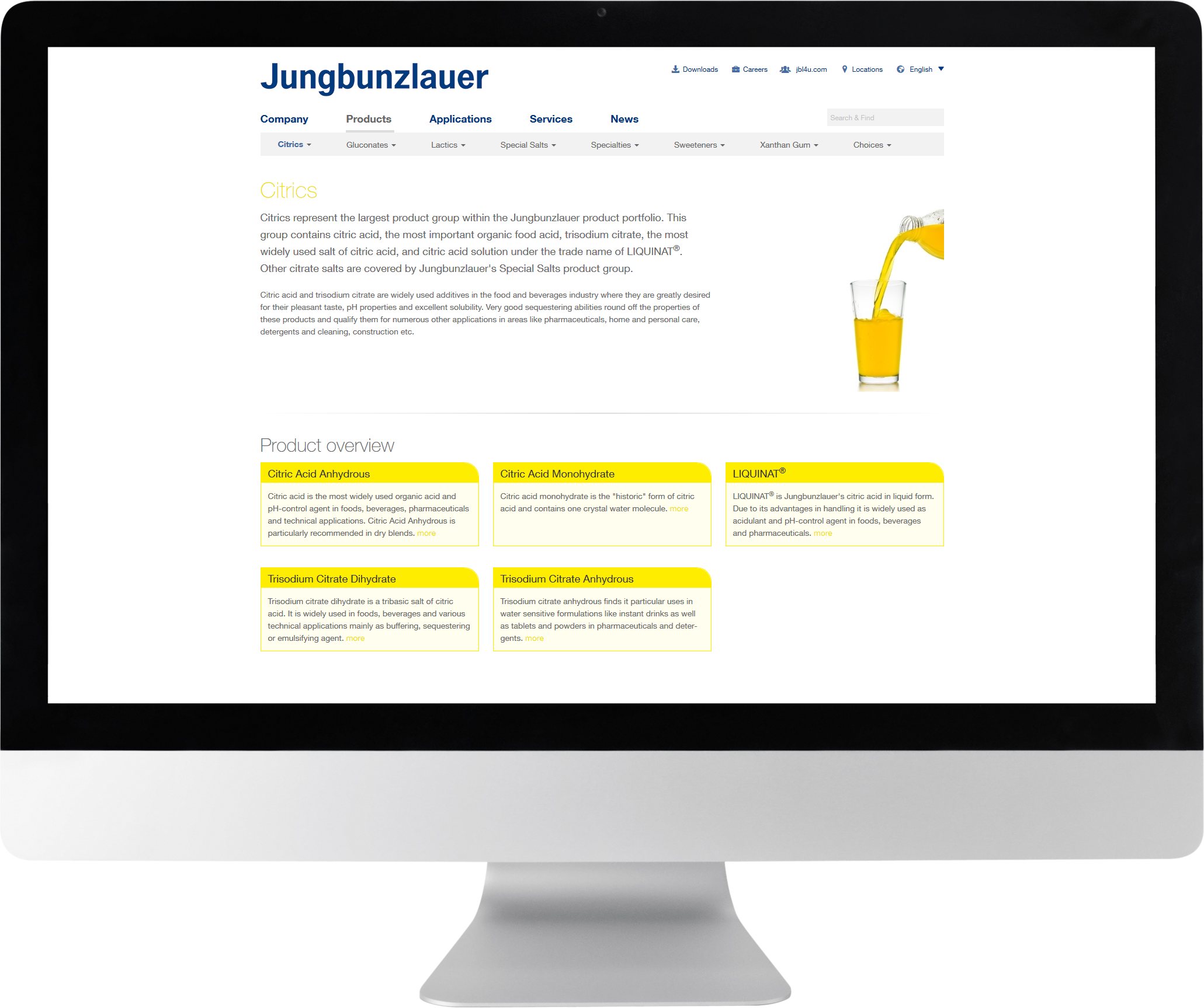Bildmontage Jungbunzlauer Suisse AG Desktop Produktseite