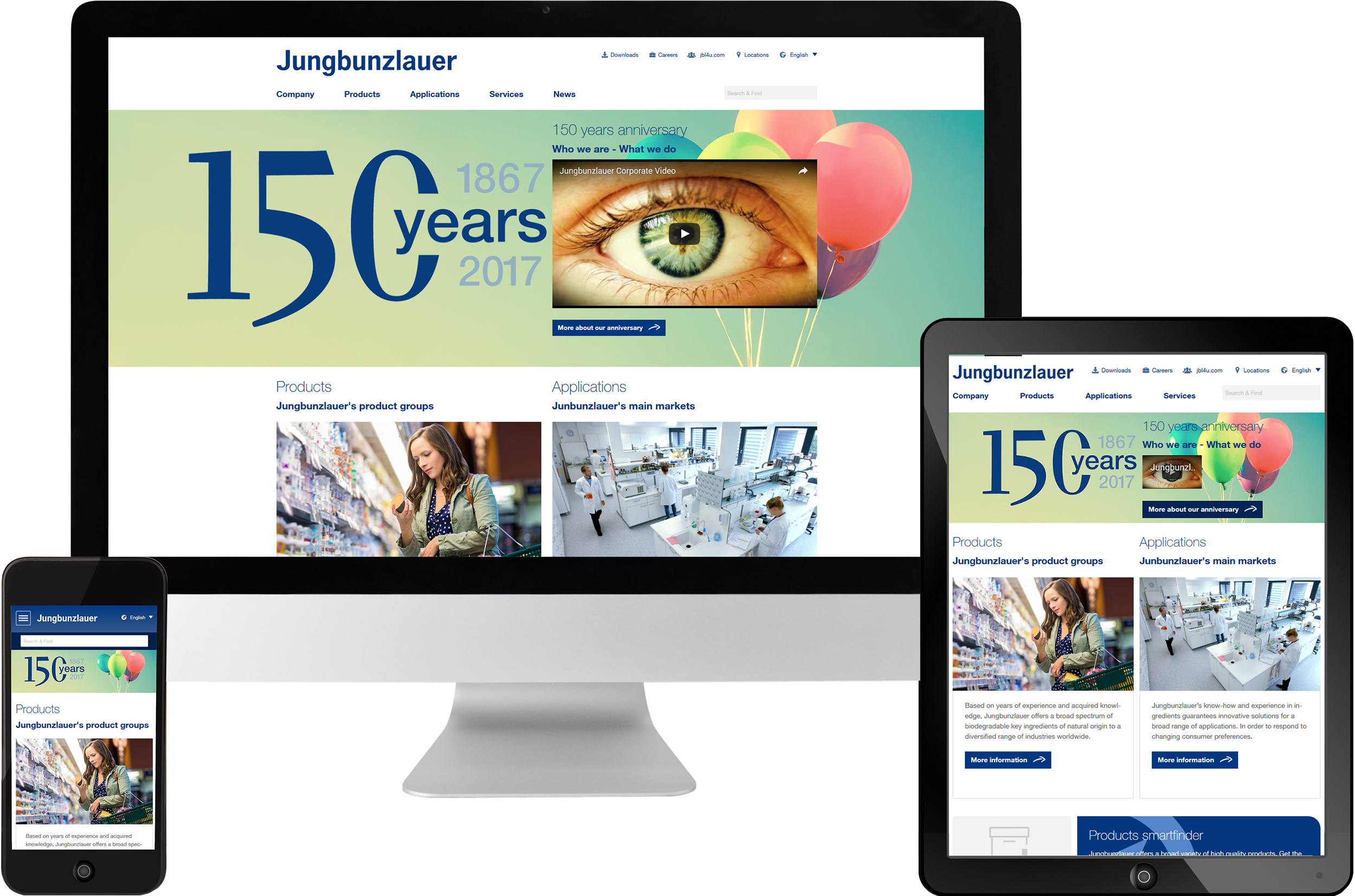 Bildmontage Restponsive Jungbunzlauer Suisse AG Website
