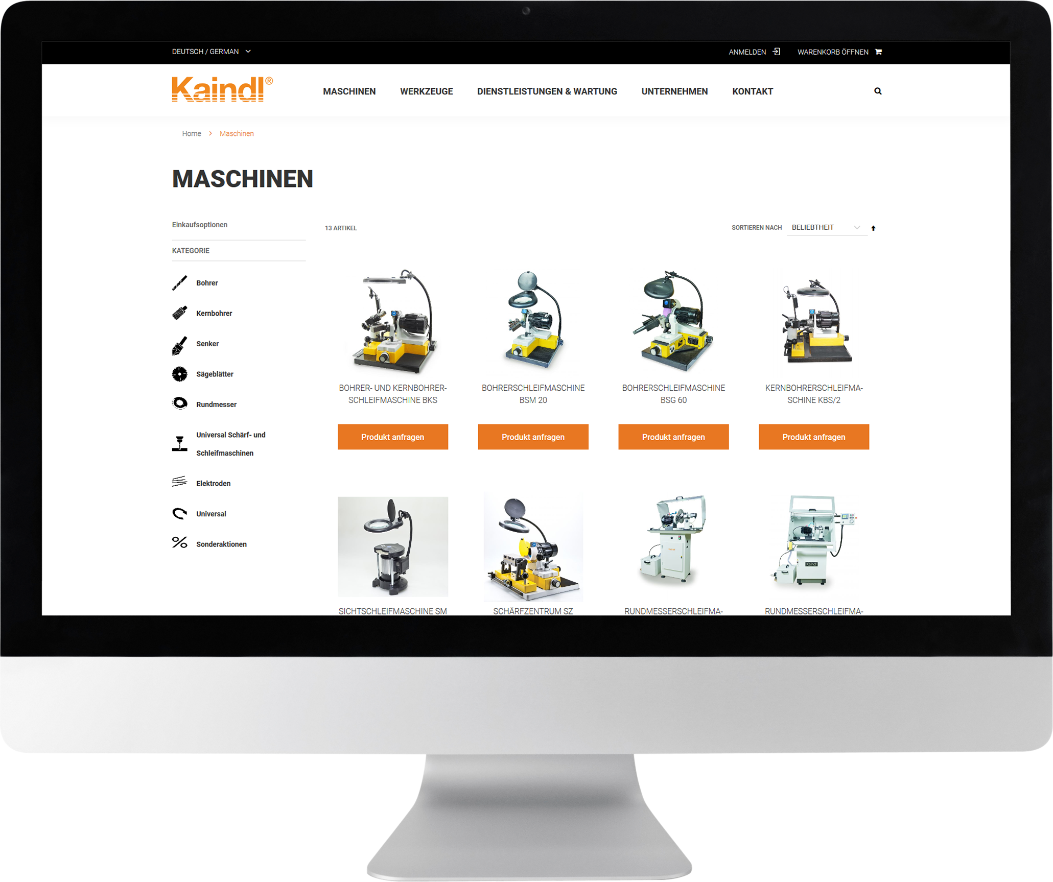 Bildmontage Kaindl Schleiftechnik Reiling GmbH Desktop Shop Übersicht Maschinen