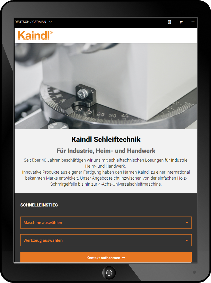 Bildmontage Kaindl Schleiftechnik Reiling GmbH Tablet Startseite
