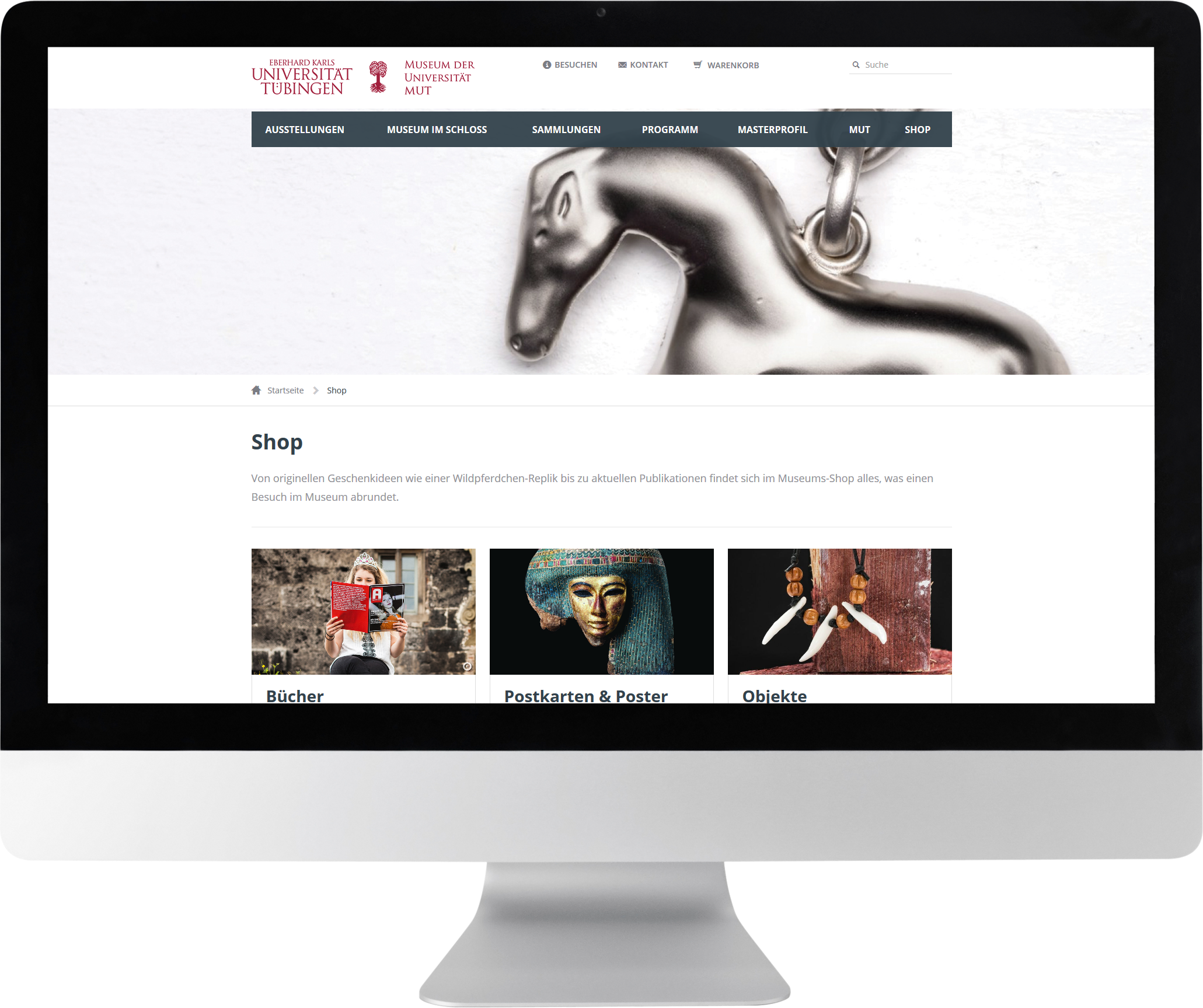 Bildmontage Museum der Universität Tübingen Desktop Website Online-Shop