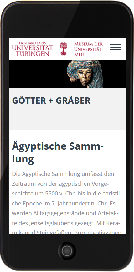 Bildmontage Museum der Universität Tübingen Mobil Detailseite Sammlung Götter + Gräber