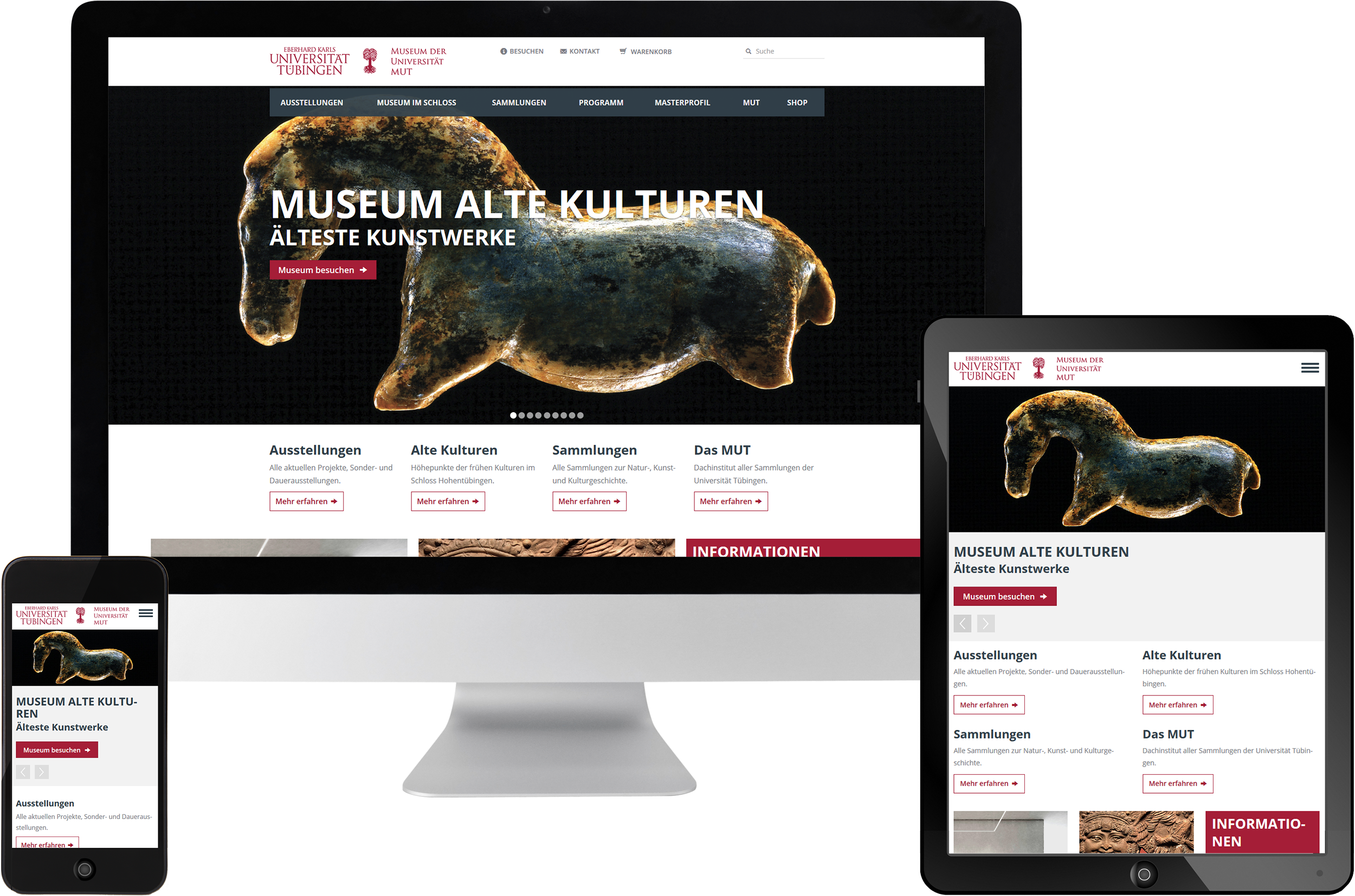Bildmontage Museum der Universität Tübingen responsive Referenz-Website