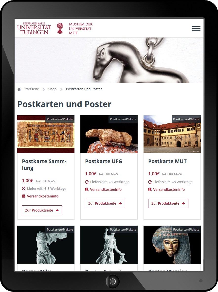 Bildmontage Museum der Universität Tübingen Tablet Online-Shop