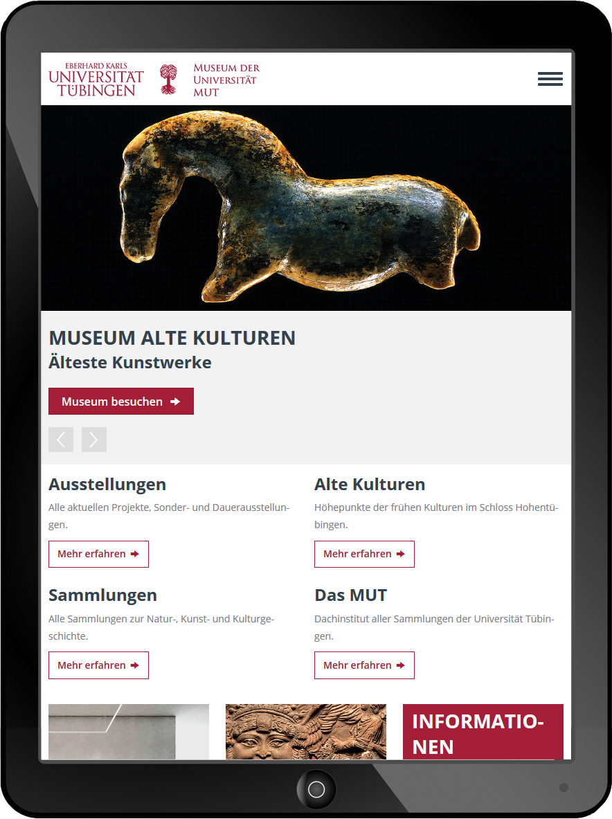 Bildmontage Museum der Universität Tübingen Tablet Startseite