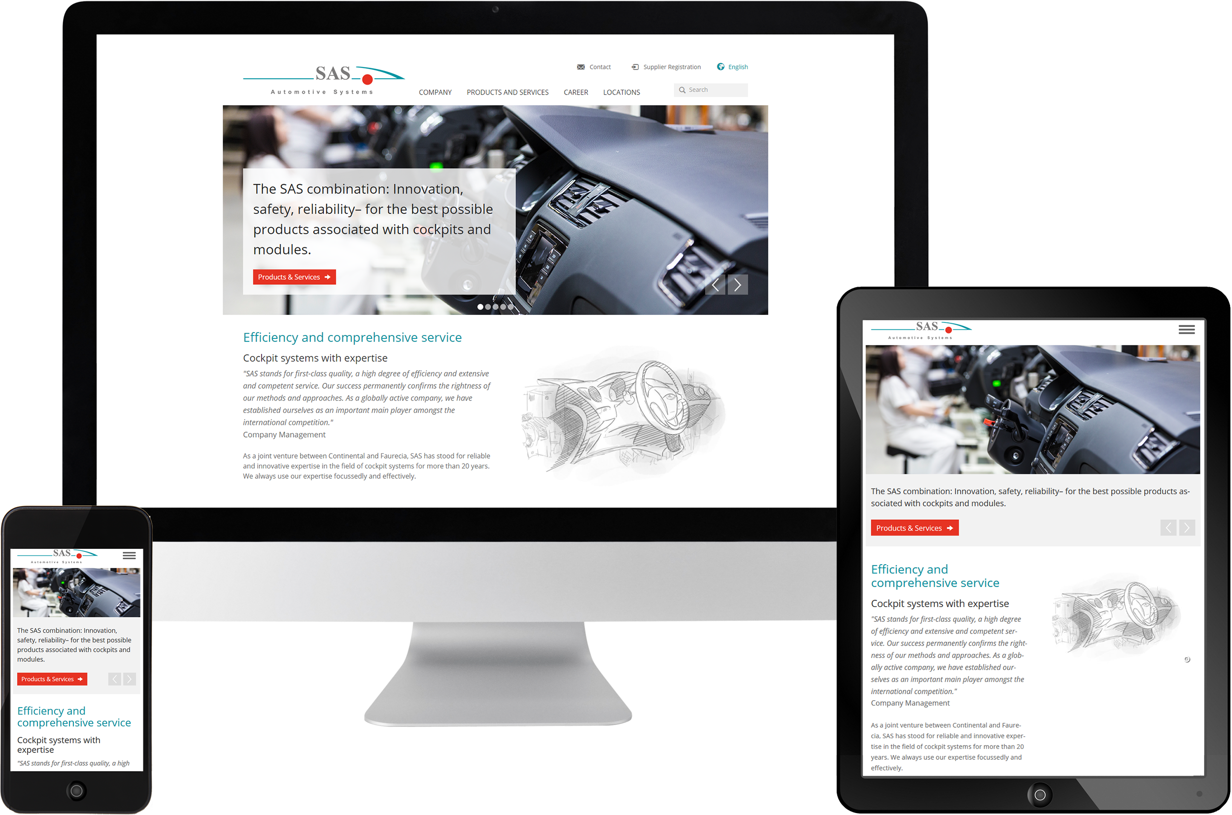 Bildmontage SAS Automotive Systems Responsive Website Startseite